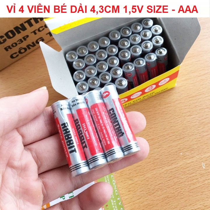 Pin Con Thỏ Vỉ 4 Viên - Loại Nhỏ 1,5v AAA Dùng Và Loại To AA 1,5v Dùng Cho Đồ Chơi Trẻ Em - Thiết Bị Điện Tử Gia Đình