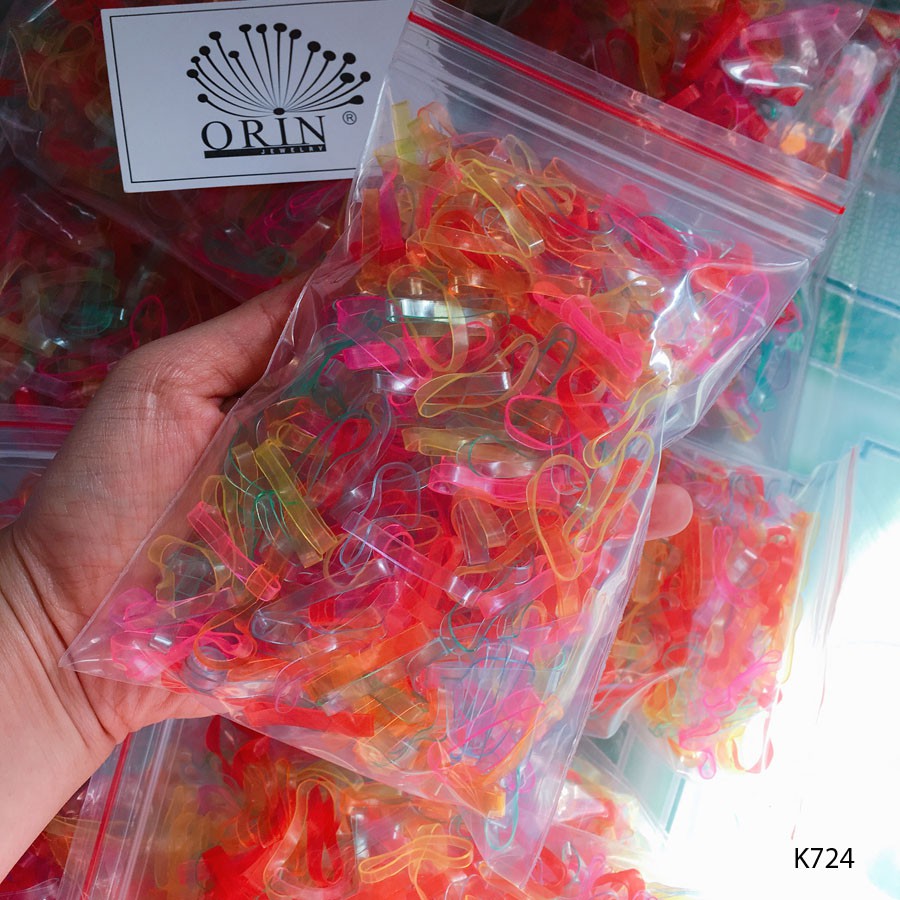 Túi 50gr thun cột tóc, chun buộc tóc nhiều màu siêu dai Orin K724