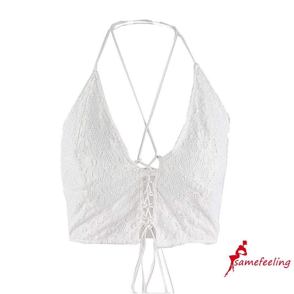 Áo hai dây cổ chữ V phối ren thời trang gợi cảm cho nữ