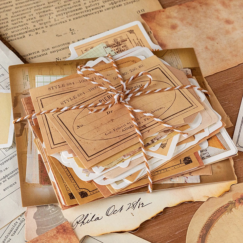 Set 100 Giấy Dán Trang Trí Sổ Lưu Niệm Phong Cách Vintage