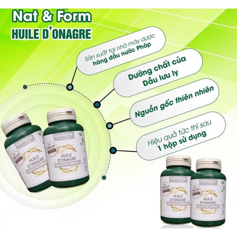 Hoa Anh Thảo Hữu Cơ Pháp Nat Form Huile Onagre 1500mg Lọ 200 Viên