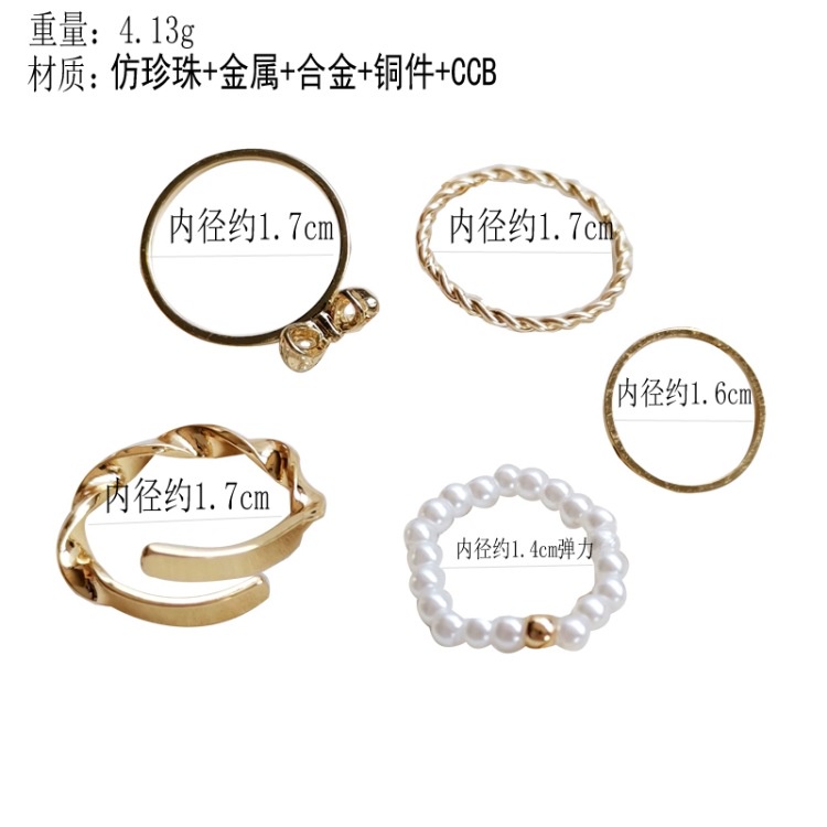 Bộ Bốn Nhẫn Đeo Ngón Tay Đính Ngọc Trai Và Nơ Thời Trang Xuân Hè Cho Nữ