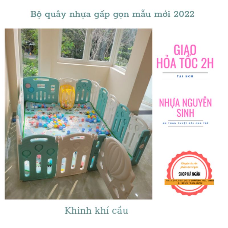 Bộ quây cũi Nhựa Gấp Gọn nguyên sinh Tặng Thảm,Bóng, giỏ (GIAO 2H HCM)