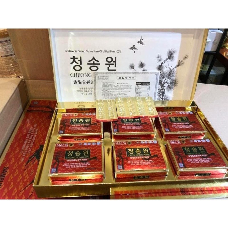 [ Chuẩn 100% ] Tinh Dầu Thông Đỏ Cheongsongwon Hàn Quốc, Hộp Màu Đỏ 180 Viên, Giúp Làm Sạch Mỡ Máu Và Tăng Cường Sinh Lý