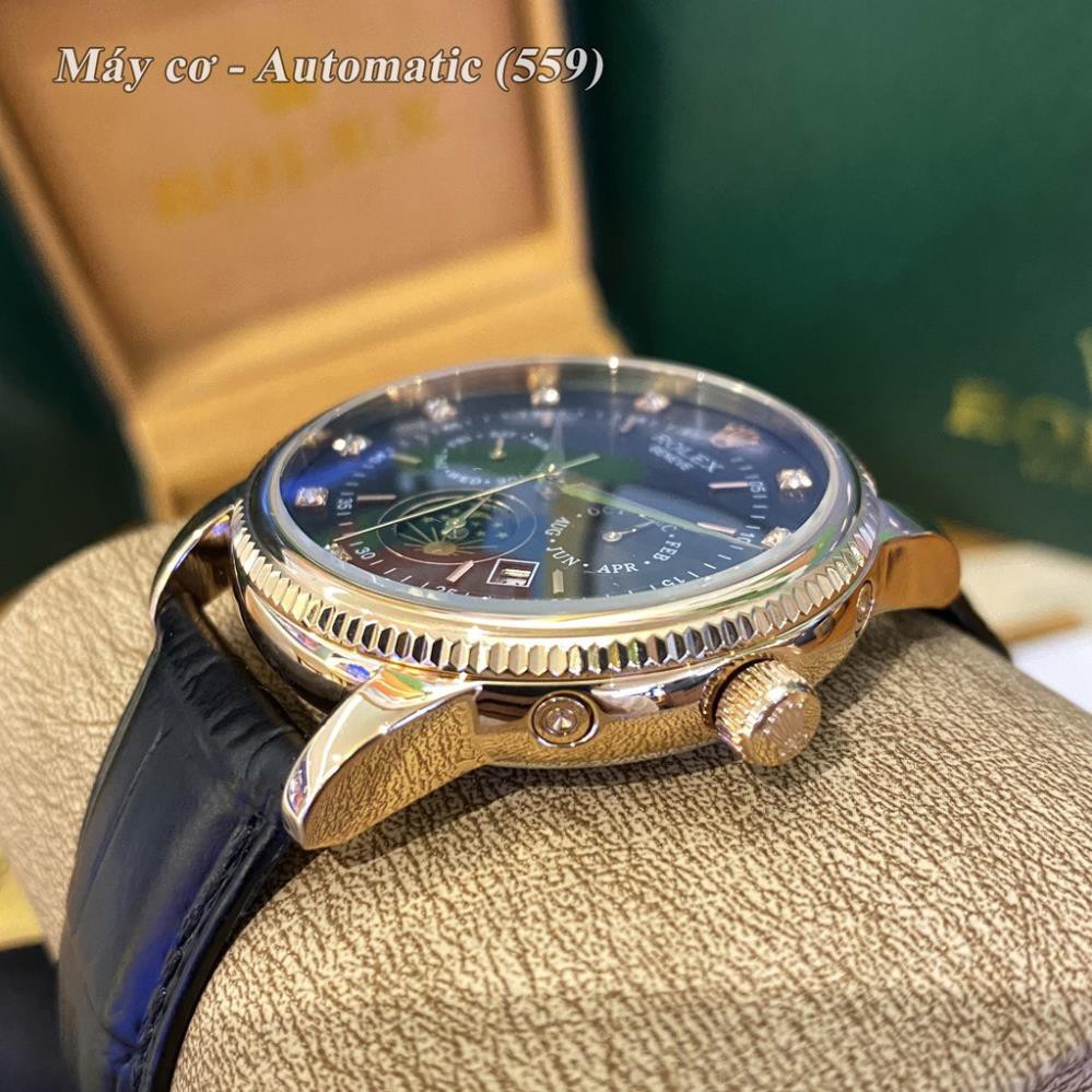 Đồng hồ nam RL máy cơ automatic mặt tròn classic dây da sang trọng có bảo hành DH559 shop114 | BigBuy360 - bigbuy360.vn