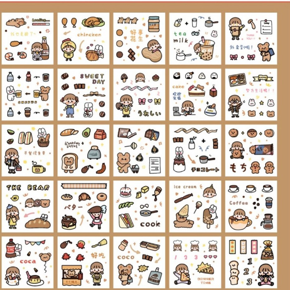 Set 12 Tờ Sticker Trang Trí Sổ Sách Độc Đáo