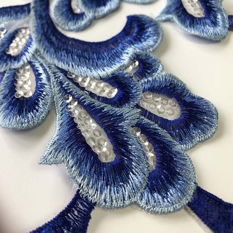 1 Bộ Miếng Vá Váy Cưới Thêu Hình Hoa Bồ Đề 3D Đính Kim Sa Lấp Lánh