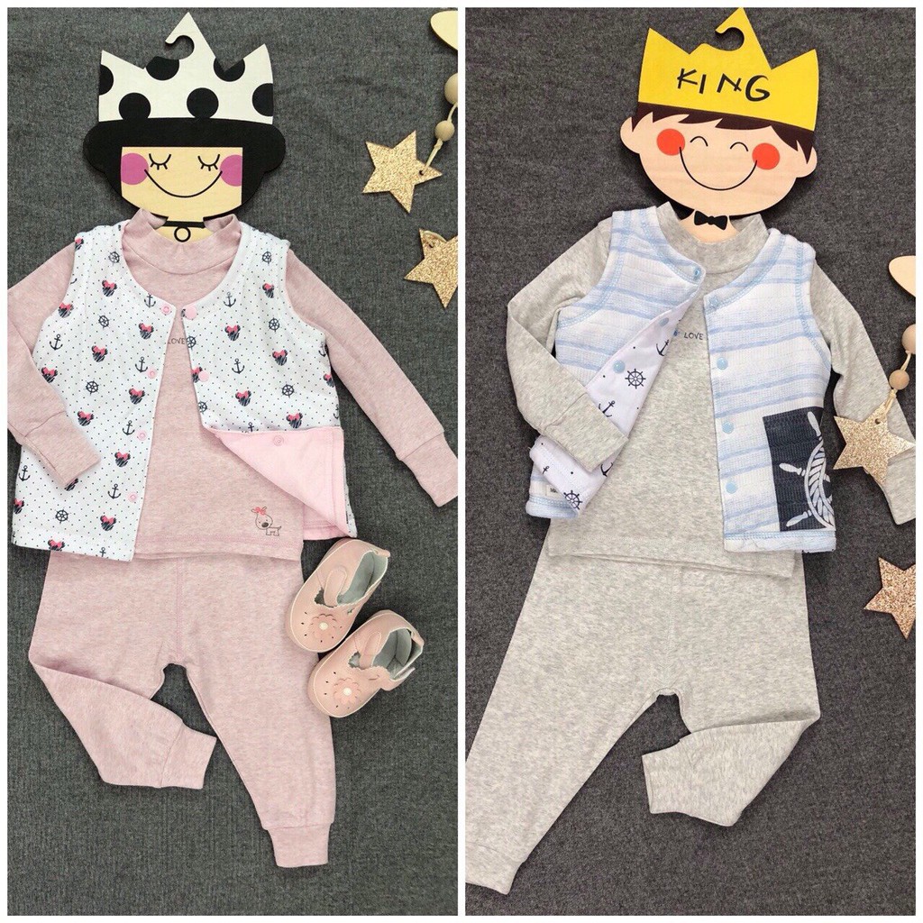 Bộ cotton cổ 3 phân Momma baby