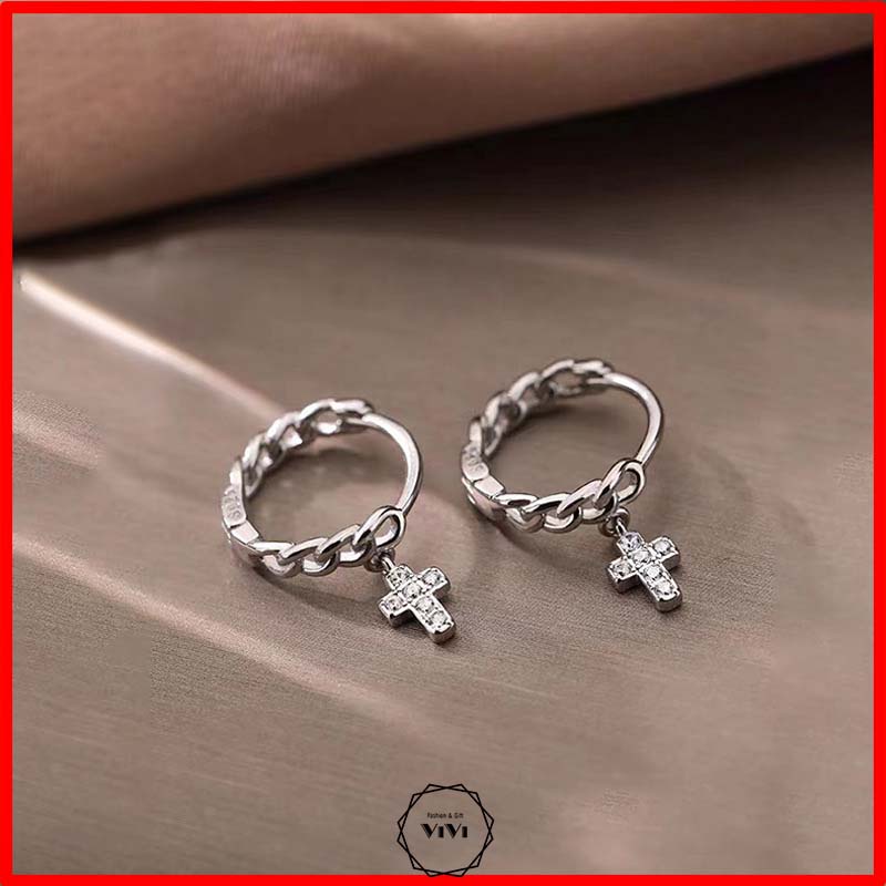 Bông tai nam nữ kiểu tròn độc đáo Chahoo 12mm – khuyên tai bạc ViVi_Gift