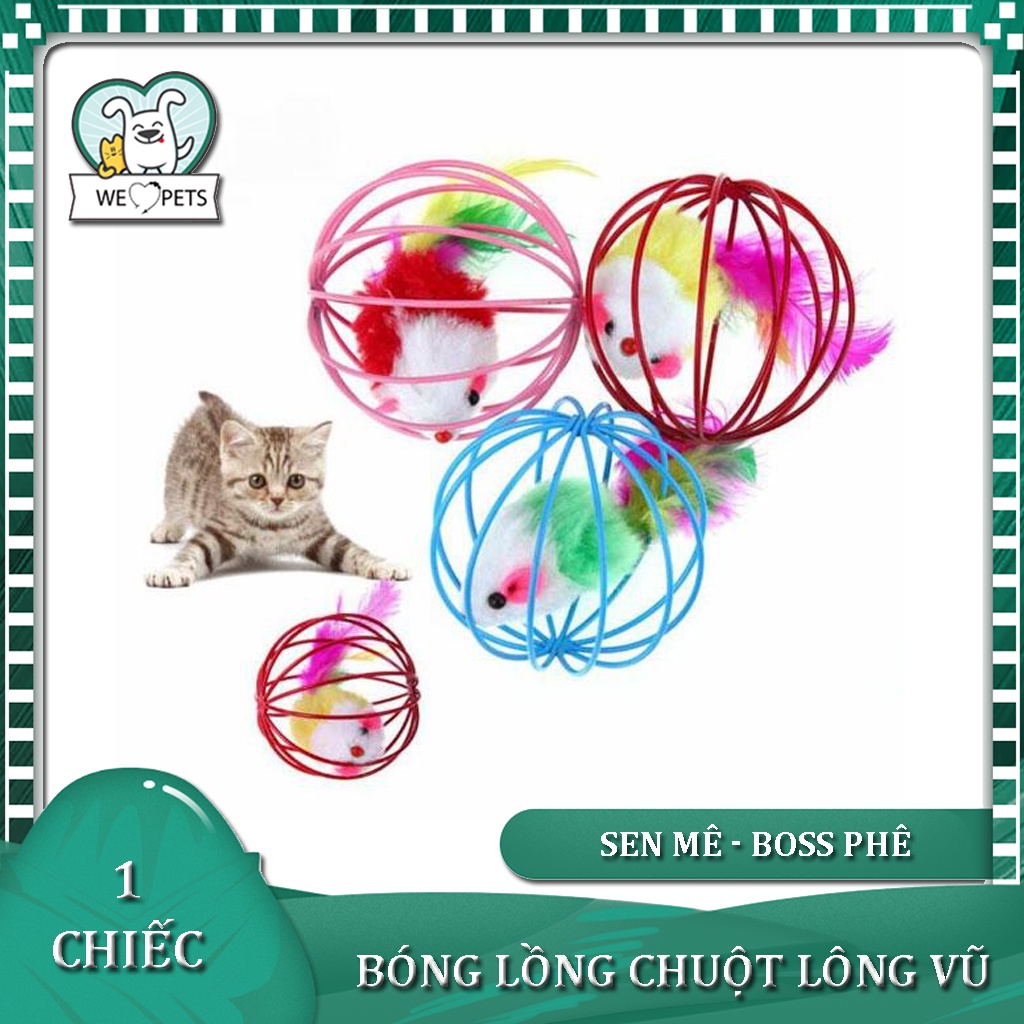 Đồ chơi chó mèo - Đồ chơi bóng lồng chuột lông vũ cho thú cưng - Lida Pet Shop