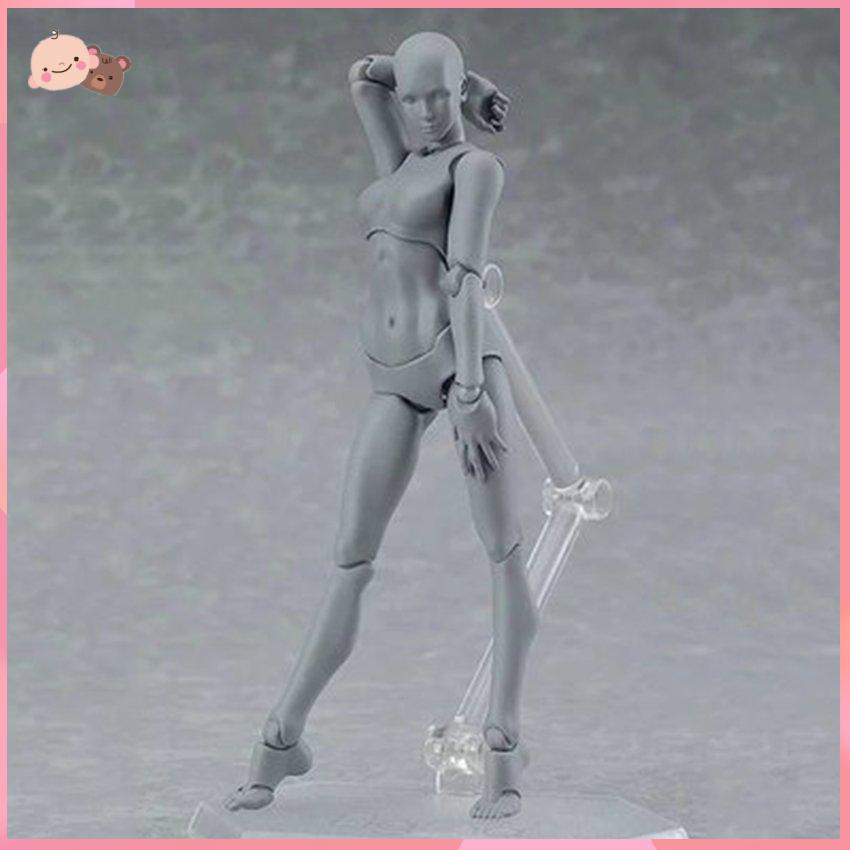 Mô hình cơ thể người 3D có khớp chuyển động màu xám tiện lợi