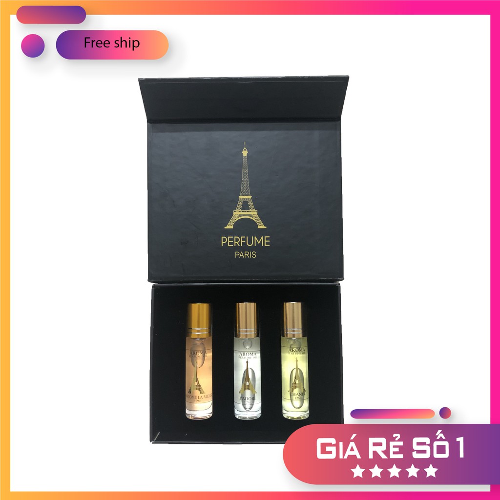 Set 3 lọ nước hoa Perfume Paris 12ml, hương liệu nhập khẩu Pháp lưu hương 12 tiếng | Thế Giới Skin Care