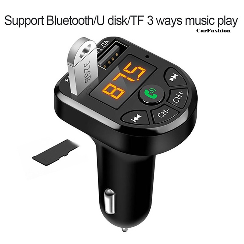 Tẩu Sạc Điện Thoại Bluetooth 5.0 Hai Cổng Usb Kiêm Máy Nghe Nhạc Mp3 Fm Cho Xe Hơi