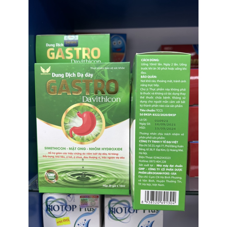 Dung Dịch Dạ Dày Gastro Davitthicon Giảm Ợ Chua Trào Ngược Dạ Dày