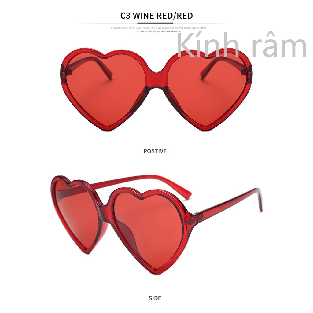 Kính mát hình trái tim bản to độc đáo cho nữ