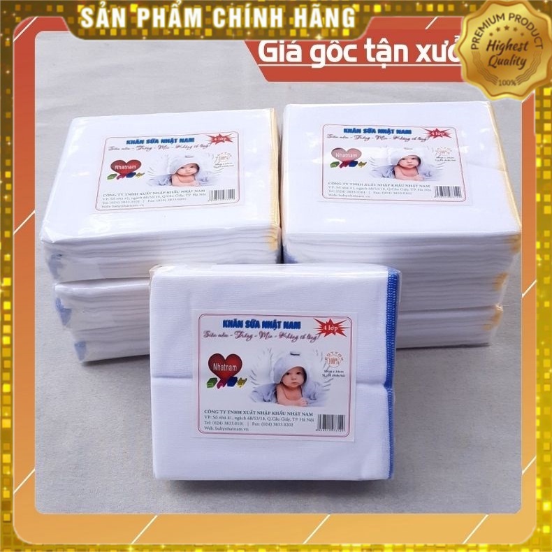 Khăn sữa siêu mềm 4 lớp túi 10 chiếc hàng hãng Nhật Nam xuất khẩu chất liệu cao cấp không bị xổ lông