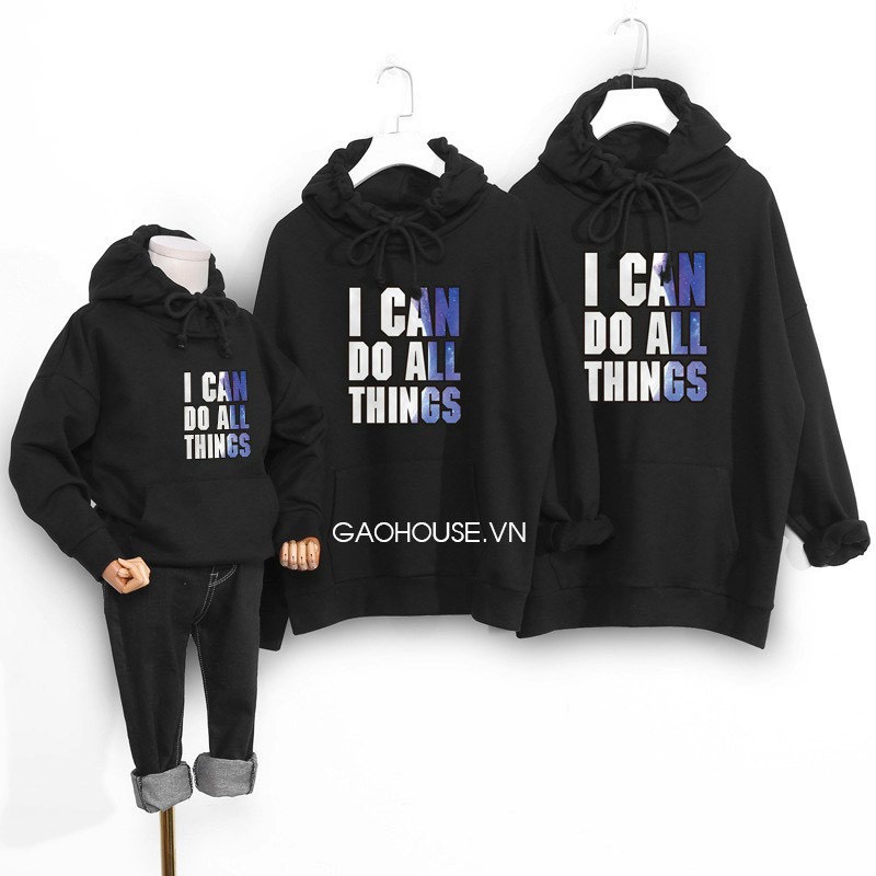 Áo hoodie nỉ bông dài tay có mũ cá tính, đủ size cho nam nữ từ 7 đến 100kg