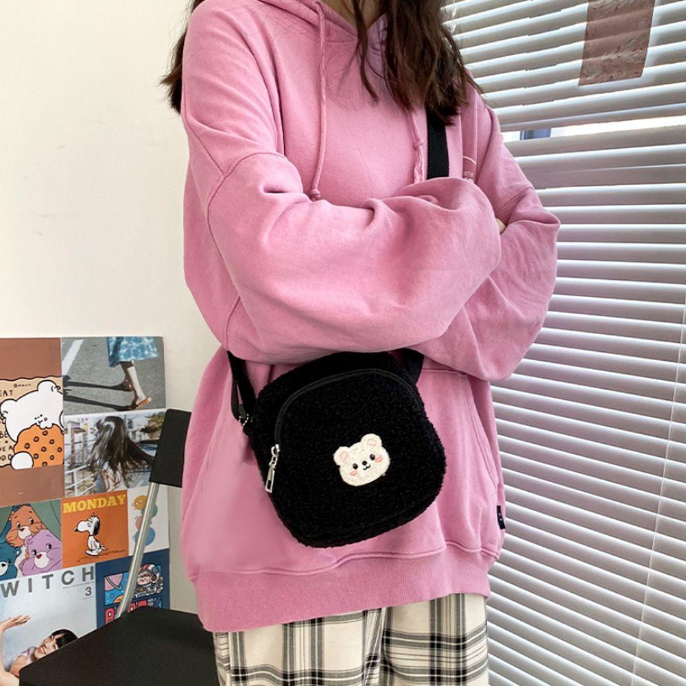 Túi Đeo Chéo Phủ Bông Đựng Điện Thoại Thời Trang Thu Đông Xinh Xắn Dành Cho Nữ