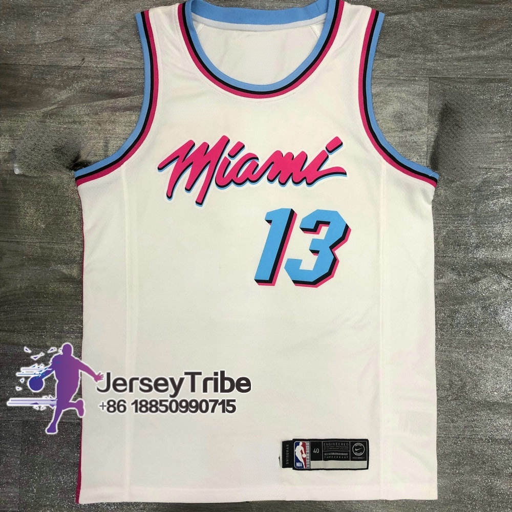 Áo Thun Bóng Rổ Miami Heat Miami 2020-21 #Áo Thun 13 Bam Ado Cách Nhiệt Phiên Bản Hình Thành Phố Swingman Màu Trắng Tùy Chỉnh