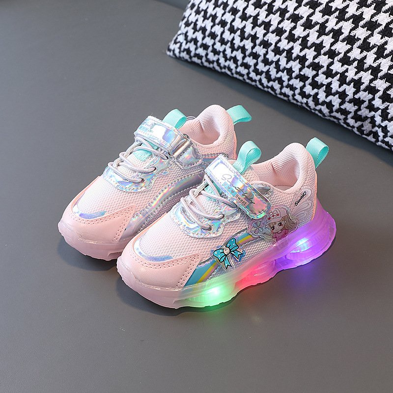 Giày thể thao cho bé gái có đèn led êm chân chống trượt mẫu mới Babybees LED C11