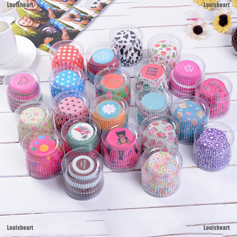 100 cốc giấy làm bánh cupcake họa tiết dễ thương
