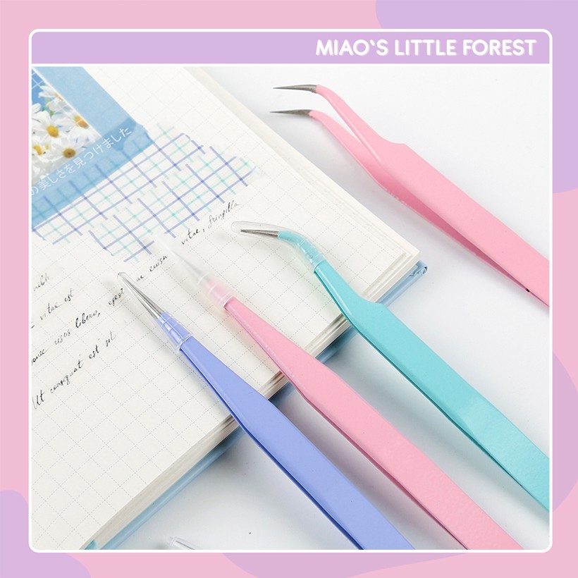 Nhíp gắp sticker MIAO'S LITTLE FOREST nhíp đầu cong đầu thẳng tone màu pastel gắp sticker tiện lợi MOT233