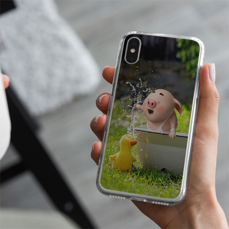 Ốp Lưng Heo con nghịch nước bên vịt đồ chơi Iphone 7/7Plus/8/8Plus/X/Xs/Xs Max/11/11 Promax/12/12 Promax PIG20210085