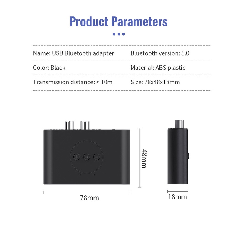 Usb Nhận Tín Hiệu Âm Thanh Bluetooth 5.0 NFC RCA Jack 3.5mm Cho Loa Xe Hơi