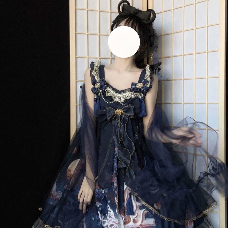 Đầm hai dây màu đỏ phong cách lolita thời trang năm mới