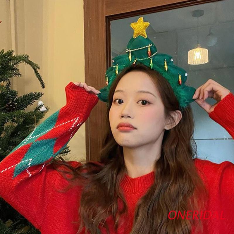 Băng Đô Cài Tóc Hình Cây Thông Noel Bằng Lông Nhung Xinh Xắn