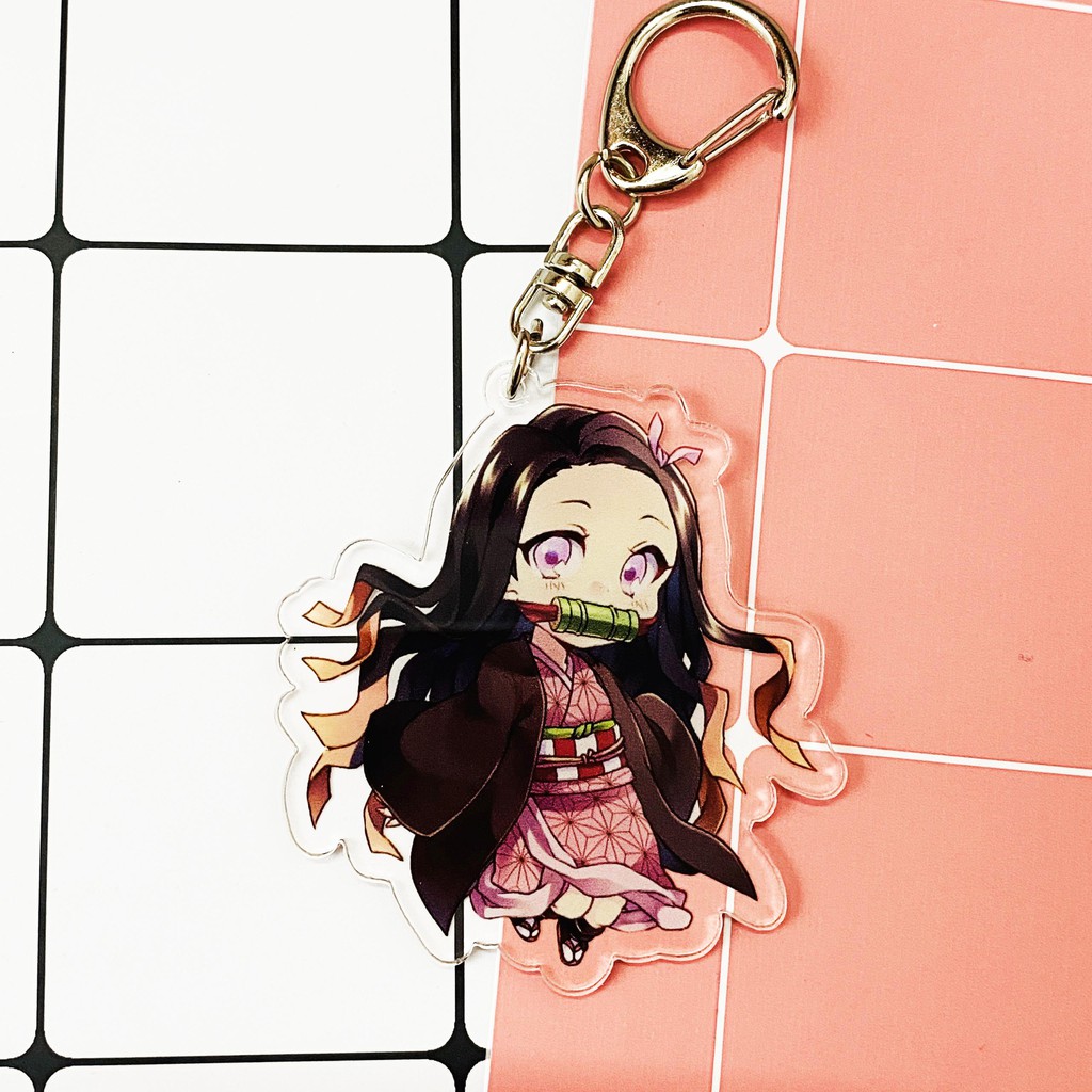 ( Mica trong acrylic 2 ) Móc khóa Kimetsu no Yaiba Thanh gươm diệt quỷ ver 1 người quà tặng dễ thương anime chibi