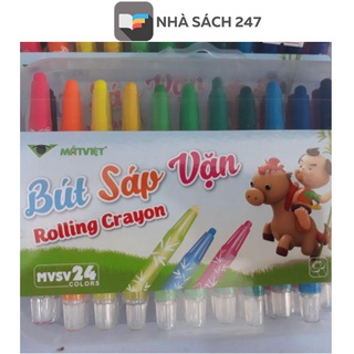 Bút sáp vặn (màu sáp) 24 màu Mắt Việt cho bé MVSV24  lõi sáp vặn xoắn Tô mịn, phủ màu đều, bền màu