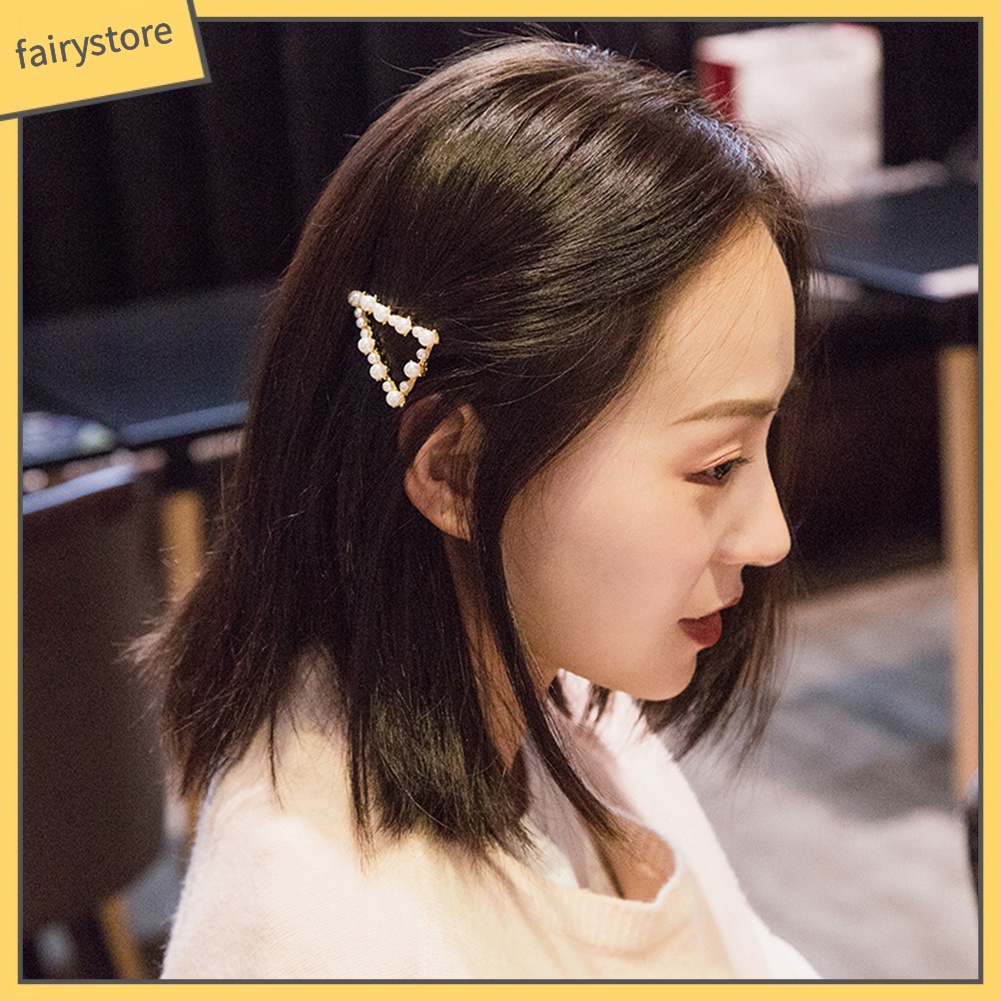 Kẹp tóc hình lá đính ngọc trai giả thanh lịch dành cho nữ