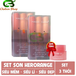 Set 3 Son kem Velvet Magic Casa, Hero orange  tone Đỏ Đất - chính hãng