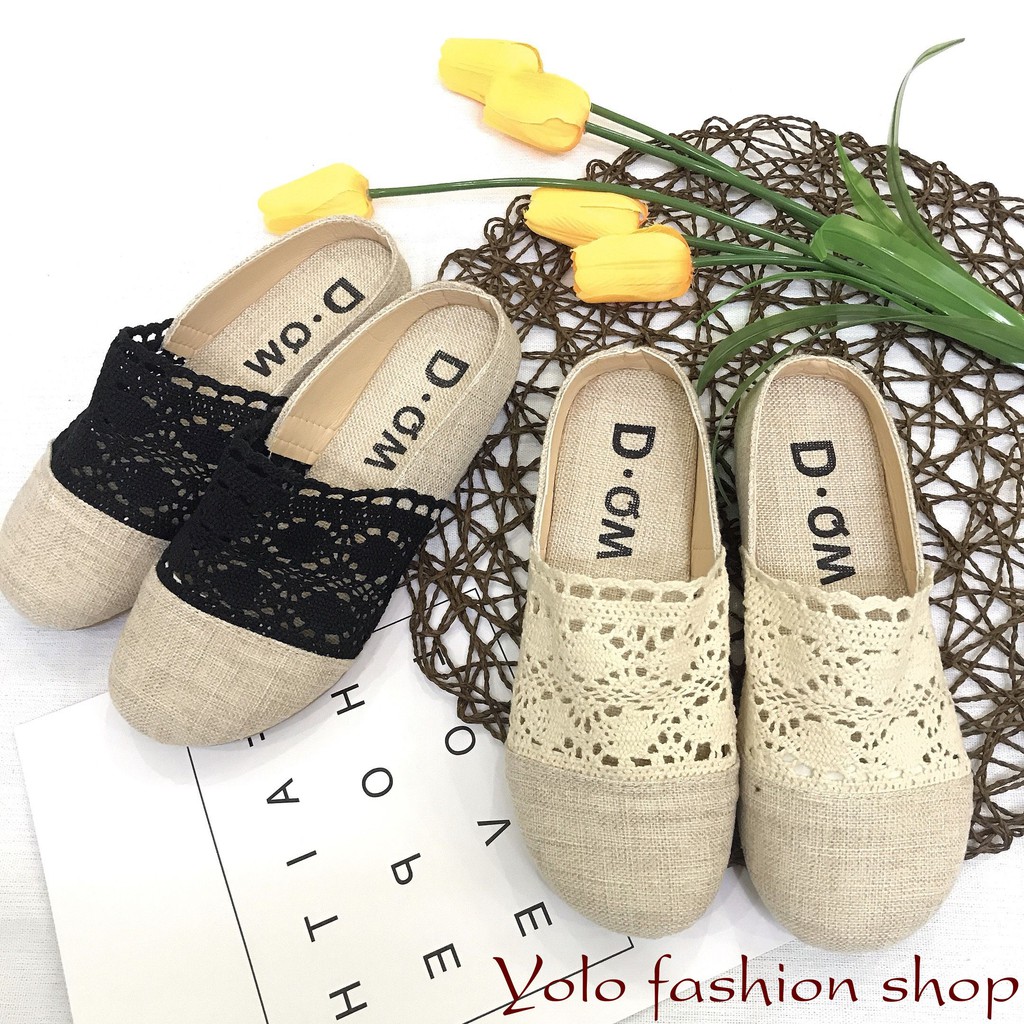 GL8 Giày lười slip on nữ phối ren vintage thời trang kèm hình thật | BigBuy360 - bigbuy360.vn