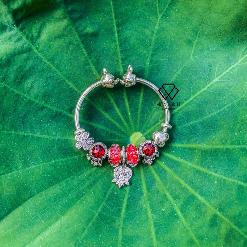Set Vòng charm màu đỏ bạc s925 - HÀNG CAO CẤP thương hiệu Đông Bích silver