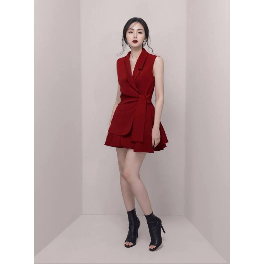 Đầm vest áo sát nách cột eo và Chân váy xòe ngắn đẹp đi làm đi chơi đi tiệc MS1602
