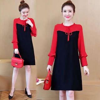 Váy bầu đen phối đỏ điệu đà
