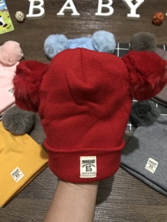 Mũ len JC 2 cục bông cho bé