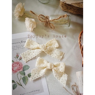 Cột/kẹp tóc nơ ren nhỏ vintage ThyThy' House