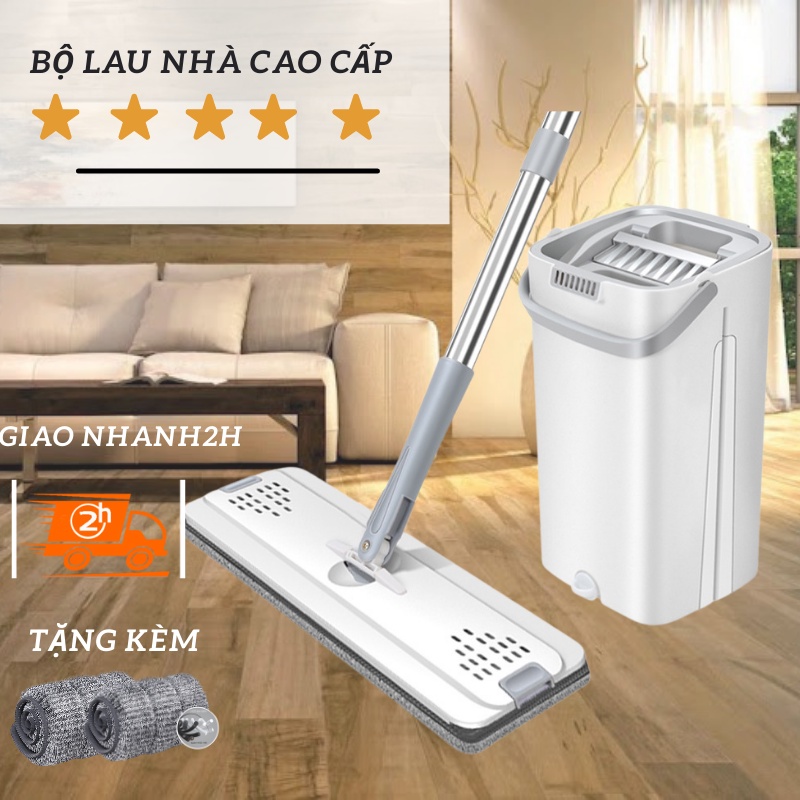 Cây Lau Nhà Chổi Lau Nhà Tự Vắt Thông Minh 360 Độ Đa Năng Tặng Kèm 2 Bông Lau