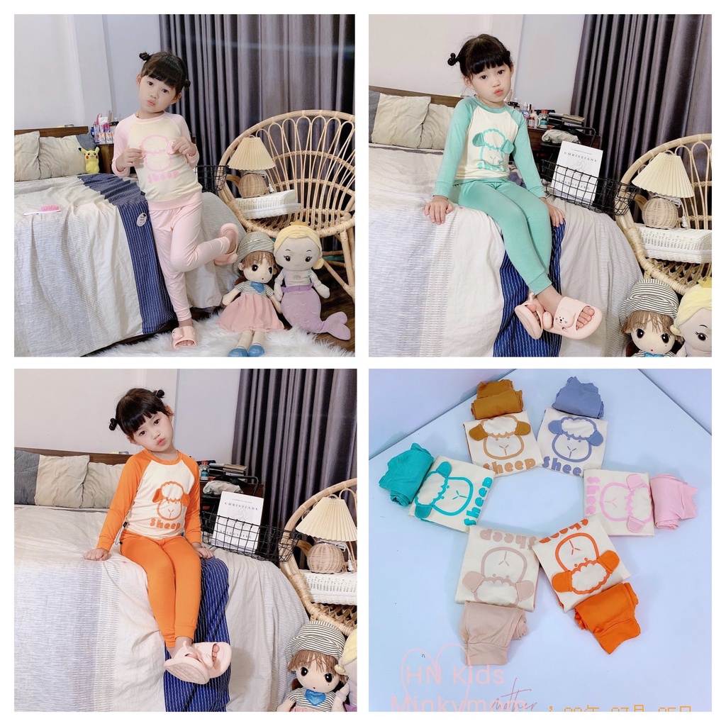 Bộ dài tay bé trai bé gái vải thun lạnh loại 1 minkymom chính hãng co giãn 4 chiều mềm mại bộ thu đông cho bé