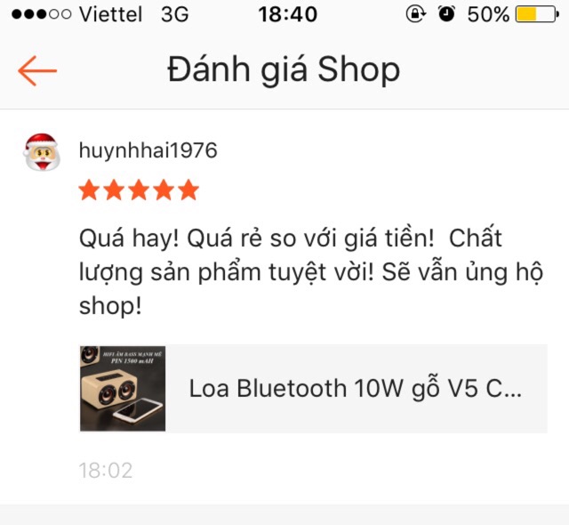 Loa Bluetooth 10W gỗ V5 Công nghệ Hifi âm Bass mạnh mẽ