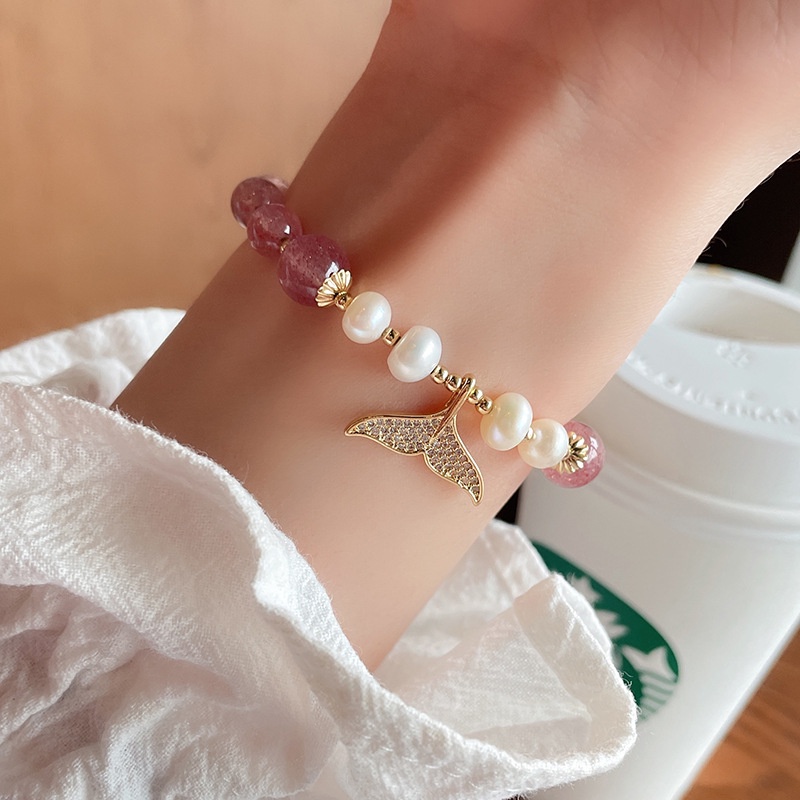 Vòng Đeo Tay Hình Bướm Đính Đá Pha Lê Hồng Thời Trang Xuân Hè Cho Nữ