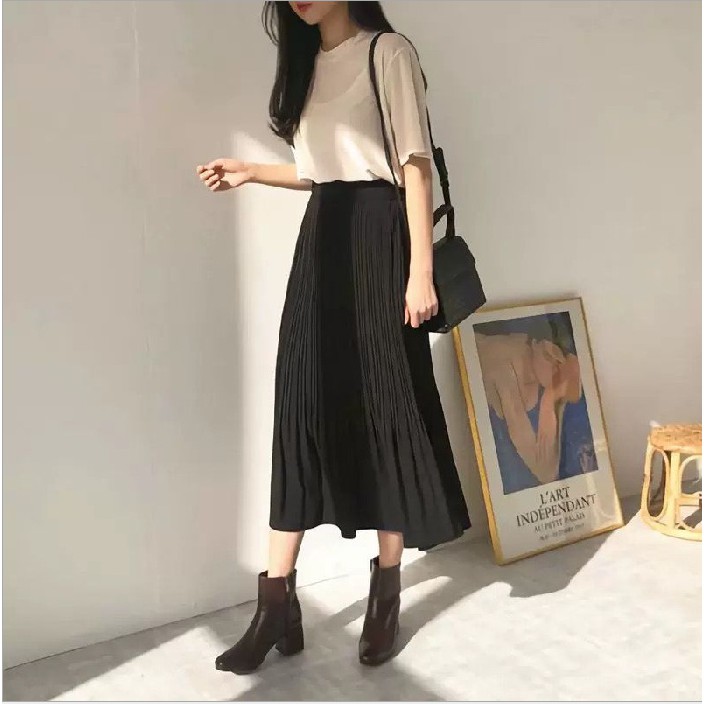 Chân váy dài vintage dáng xoè sang chảnh cạp chun lưng cao dành cho nữ M03 | BigBuy360 - bigbuy360.vn