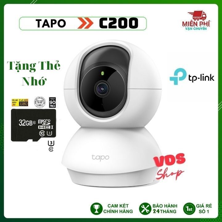 Camera wifi TP-Link full HD 1080P 360 độ Tapo C200, giám sát , an ninh TP link tặng thẻ nhớ 32G,VDS SHOP