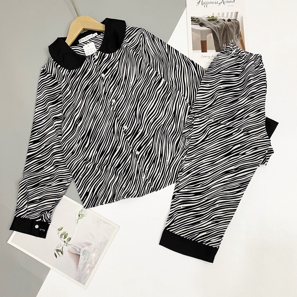 Bộ pijama dài tay lụa mango,latin mềm mịn⚡bao đẹp♥️không bai xù, co rút vải♥️hình in sắc nét⚡full size full màu