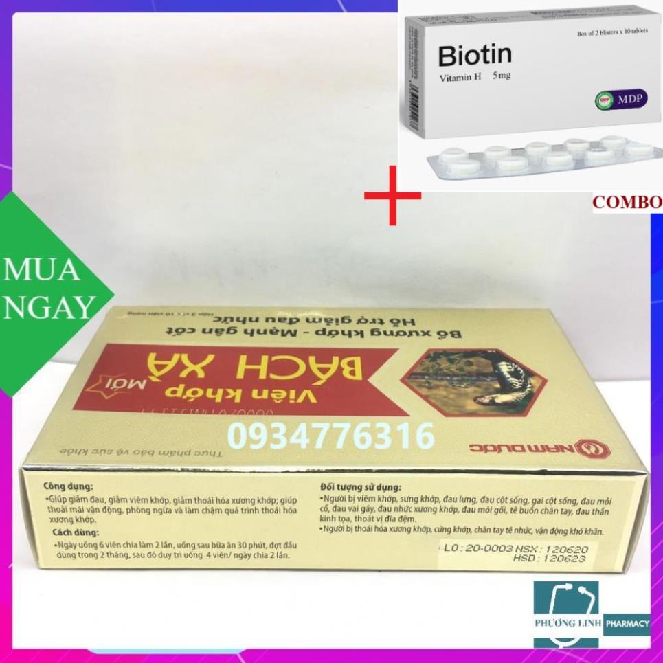 Combo Biotin 5mg+ Viên khớp bách xà hộp 3 vỉ x 10 viên