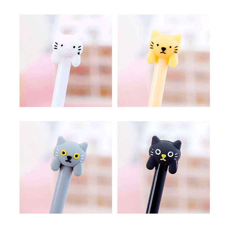 Set 4 Bút Mực gel Ngòi 0.5mm Hình Mèo Dễ Thương
