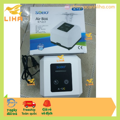 Máy Sủi Oxy Siêu Êm 2 Vòi Sobo A-12C (6W - 2x5 Lít/Phút) - Máy Sủi Oxy Cho Bể Cá